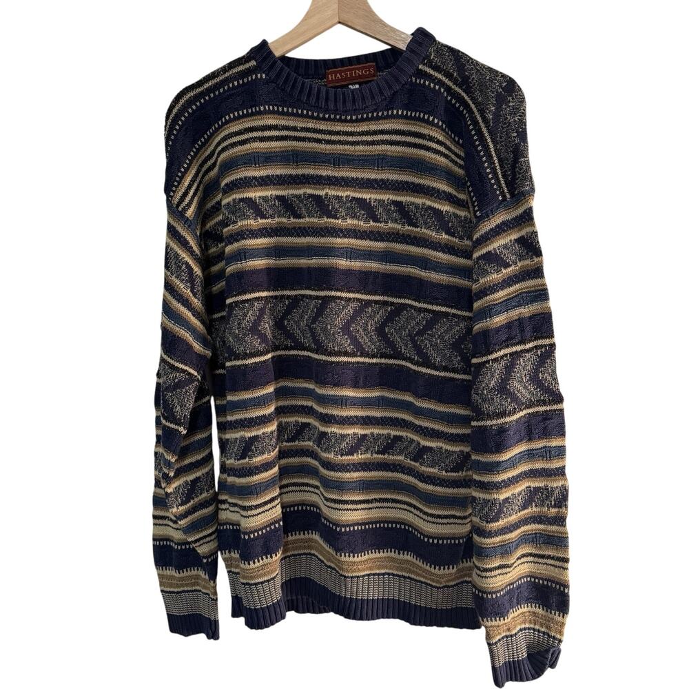 Vintage Hastings “Grandpa” Sweater Size Medium Knitted Striped